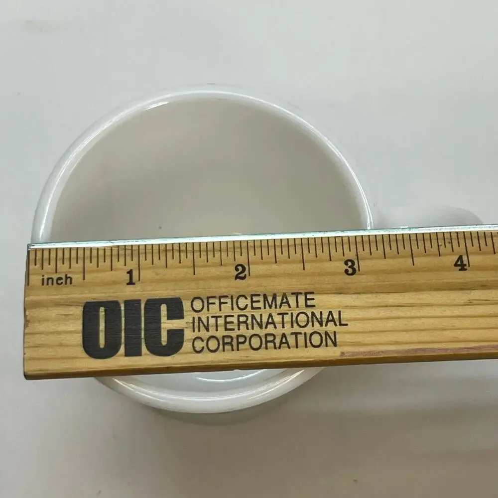 white milk glass mug coffee time clock graphic andrea’s furniture sugarcreek oh - Picture 3 of 5